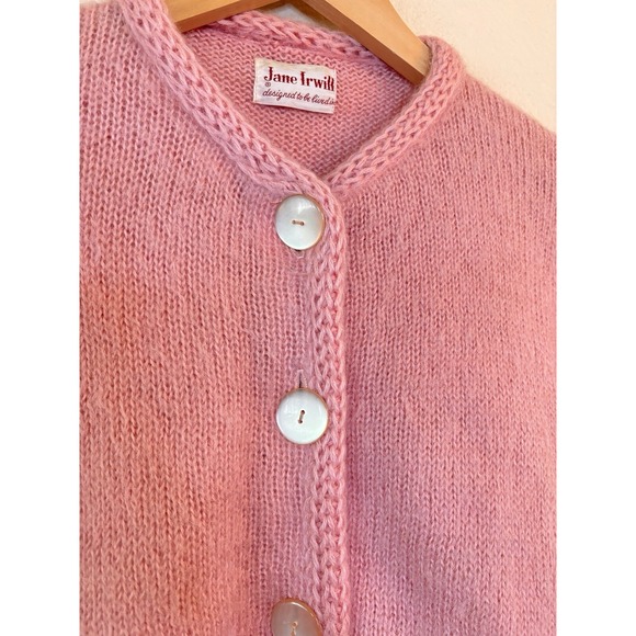 Vtg 60s Jane Irwill Womens Soft Pink Cardigan Sweater Preppy Size S Soft Girl - Picture 4 of 8
